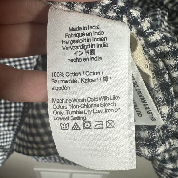 Madewell Cuff Sleeve Button Front Tiered Mini Dress Gingham Check Womens Large - Picture 6 of 7